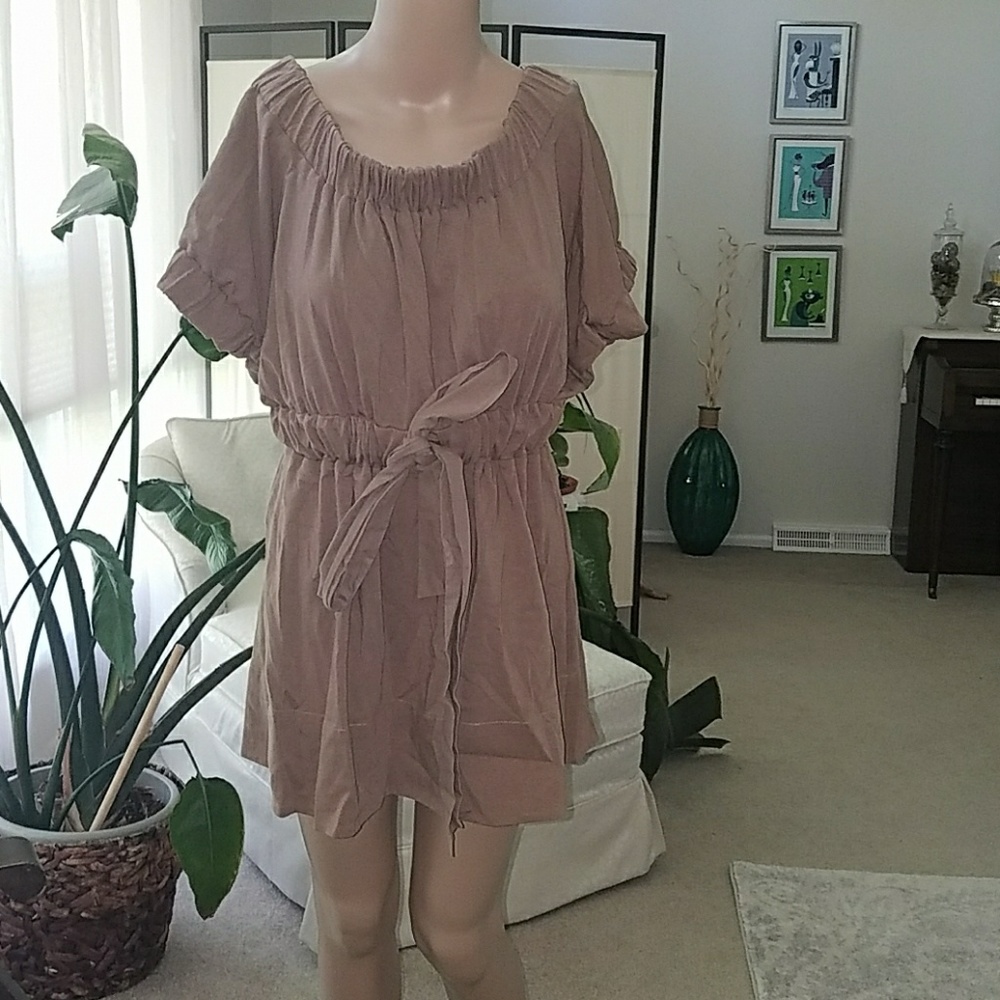Dolman sleeve tie front elastic top